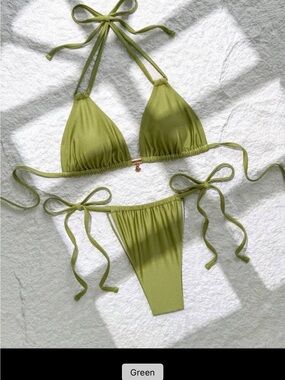 Olive Green String Bikini Set